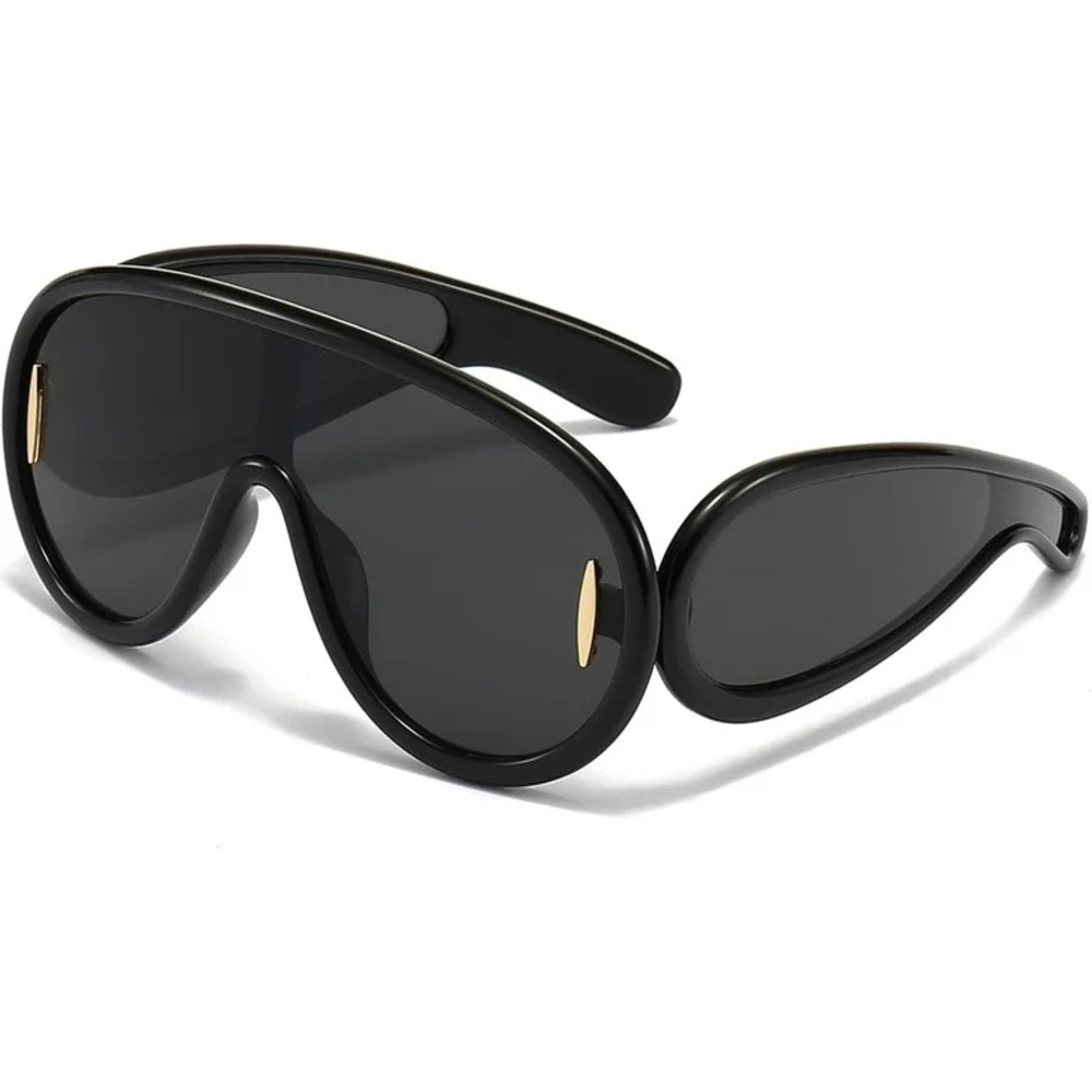Black Oversized Aviator Sunglasses | Modern Acetate Shades | Statement Eyewear - Picture 2 of 2